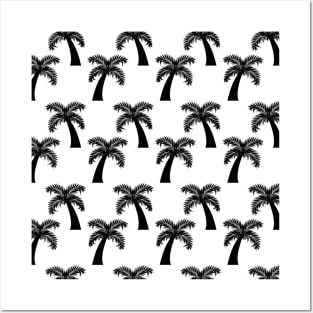 Black and white palm tree pattern Posters and Art